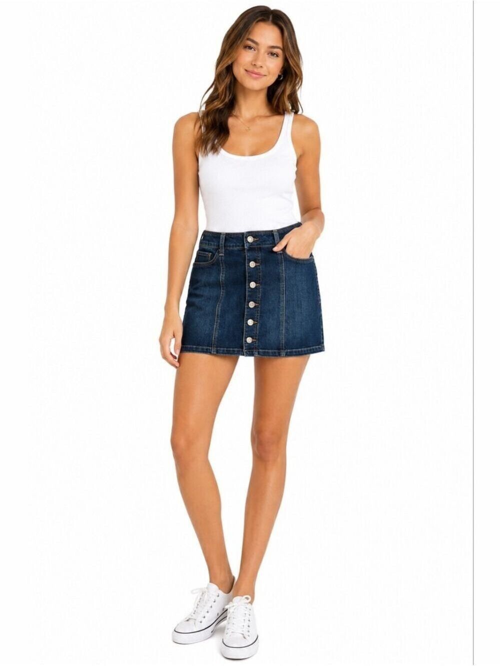 AMERICAN EAGLE Jean Ultra Button Down Mini Skirt Size 0